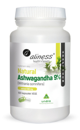 Natural Ashwaganda 580 mg 9% x 100 Vege caps. - Aliness
