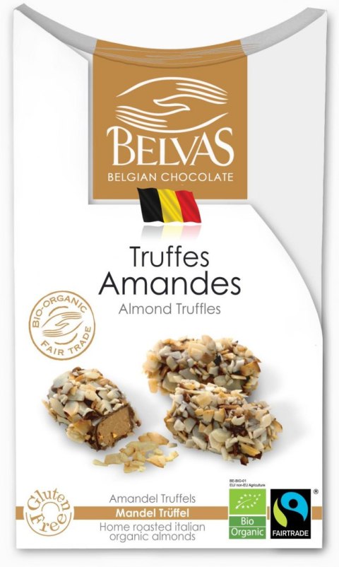 BELGIJSKIE CZEKOLADKI TRUFLE Z MIGDAŁAMI BEZGLUTENOWE FAIR TRADE BIO 100 g - BELVAS