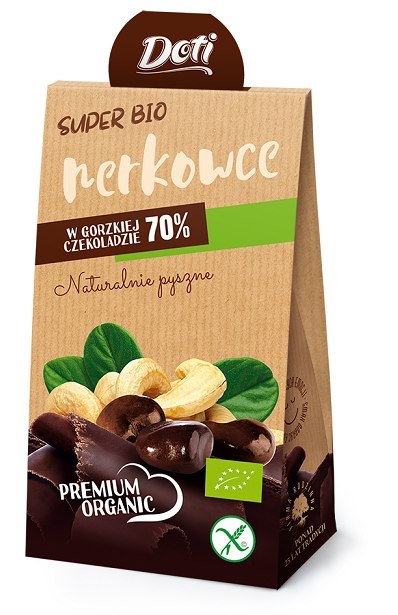 ORZECHY NERKOWCA W CZEKOLADZIE GORZKIEJ BEZGLUTENOWE BIO 50 g - DOTI