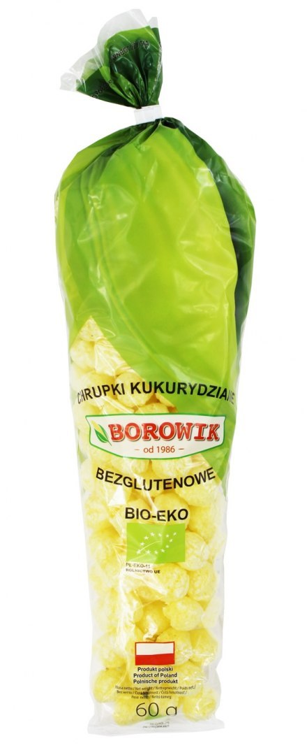 CHRUPKI KUKURYDZIANE (KOLBA) BEZGLUTENOWE BIO 60 g - BOROWIK TERMIN: 22.11