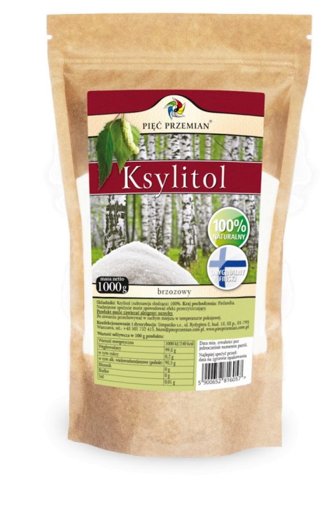 KSYLITOL (TOREBKA PAPIEROWA) 1000 g - PIĘĆ PRZEMIAN