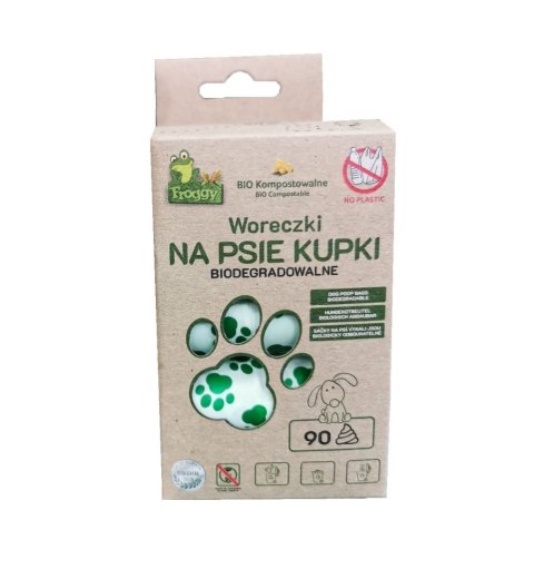 WORKI NA PSIE ODCHODY (KOMPOSTOWALNE I BIODEGRADOWALNE) 6 ROLEK 90 szt - FROGGY