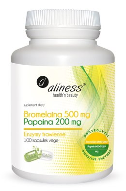 Bromelaina 500 mg/Papina 200 mg x 100 VEGE kaps. - Aliness