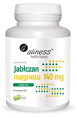 Jabłczan magnezu 140 mg z B6 (P-5-P) x 100 Vege caps. - Aliness