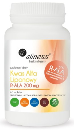 Kwas Alfa Liponowy R-ALA 200 mg x 60 tabletek vege - Aliness