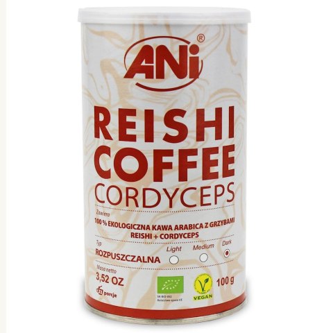 KAWA ROZPUSZCZALNA ARABICA Z GRZYBAMI REISHI + CORDYCEPS BIO 100 g - ANI