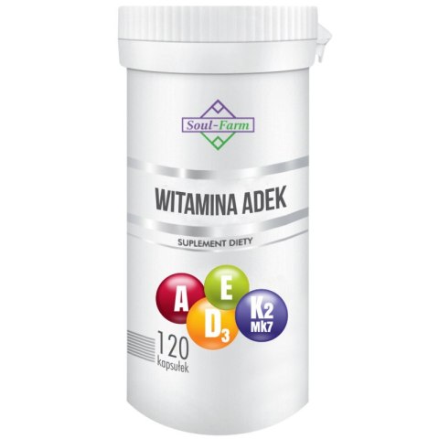 WITAMINA ADEK 120 KAPSUŁEK (800 mcg + 50 mcg + 12 mg + 75 mcg) - SOUL FARM