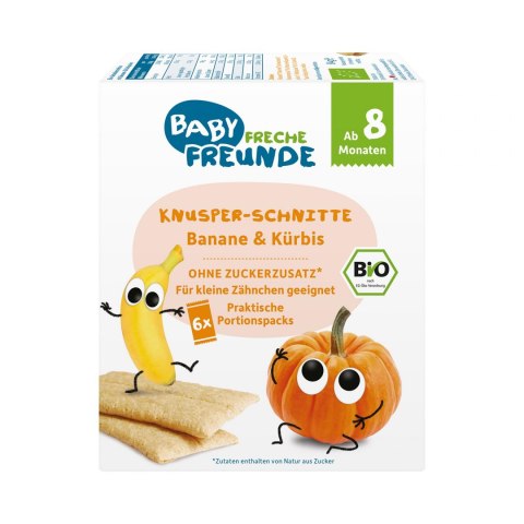 WAFLE WIELOZBOŻOWE Z BANANEM I DYNIĄ PO 8 MIESIĄCU BIO (6 x 14 g) 84 g - FRECHE FREUNDE