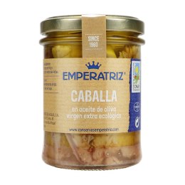 MAKRELA FILETY W BIO OLIWIE Z OLIWEK EXTRA VIRGIN 190 g (125 g) (SŁOIK) - EMPERATRIZ