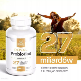 Royal Probiotics, 27 mld. 10 szczepów bakterii, D3, karczoch x 60 caps. - Health Kingdom