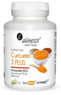 Curcumin 3 PLUS z piperyna 500 mg/5 mg x 60 VEGE kaps. - Aliness