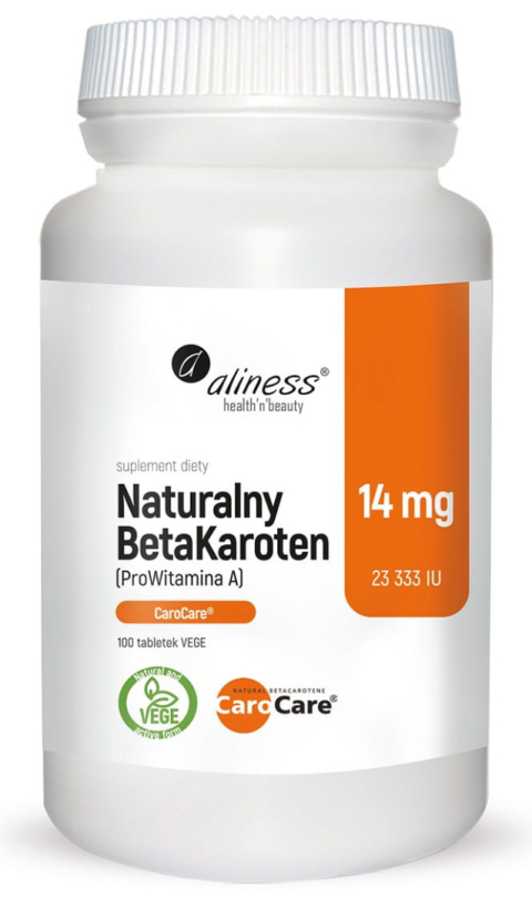 Naturalny BetaKaroten 14 mg CaroCare ProWitamina A x 100 tab Vege - Aliness