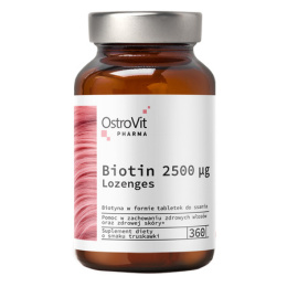 OstroVit Pharma Biotyna 2500 µg do ssania 360 tabletek truskawkowy
