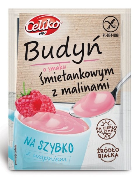 BUDYŃ O SMAKU ŚMIETANKOWYM Z MALINAMI BEZGLUTENOWY 37 g - CELIKO TERMIN: 30.11