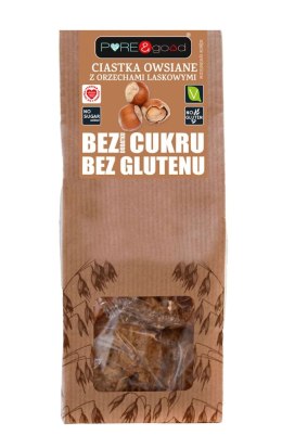 CIASTKA OWSIANE Z ORZECHAMI LASKOWYMI BEZ DODATKU CUKRU BEZGLUTENOWE 150 g - PURE&GOOD