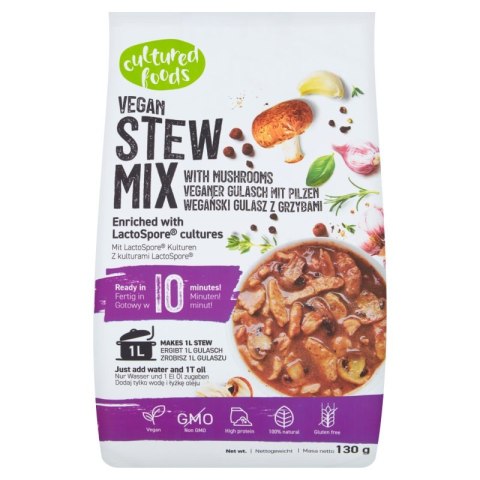 MIESZANKA NA GULASZ WEGAŃSKI Z GRZYBAMI BEZGLUTENOWY 130 g - CULTURED FOODS