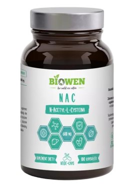 NAC (N-ACETYLO-L-CYSTEINA) (600 mg) BEZGLUTENOWA 100 KAPSUŁEK - HEMPKING (BIOWEN)