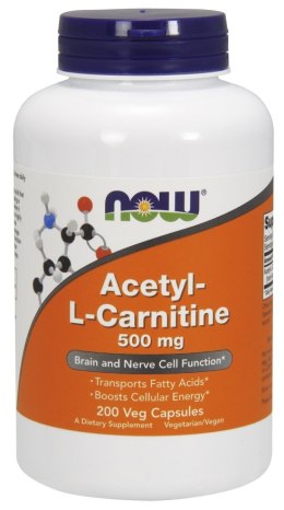 NOW FOODS L-Karnityna Acetyl-L-Carnitine, 500mg - 200 vcaps