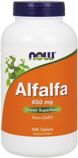 NOW FOODS Alfalfa Lucerna odporność 650mg - 500 tablets