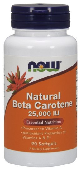 NOW FOODS Beta Carotene Natural, Naturalny Beta Karoten, 25 000 IU - 90 caps