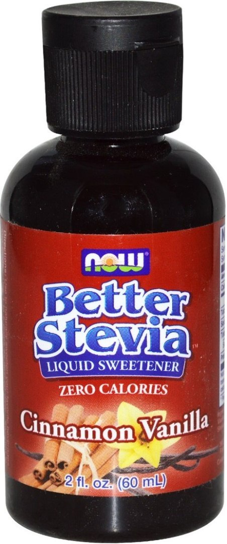 NOW FOODS Better Stevia Liquid, Cynamon i Wanilia - 59 ml.