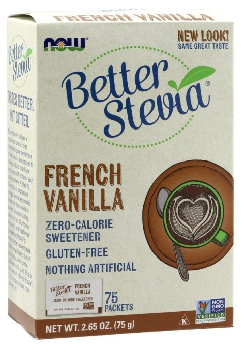 NOW FOODS Better Stevia Packets, French Vanilla - 75 saszetek