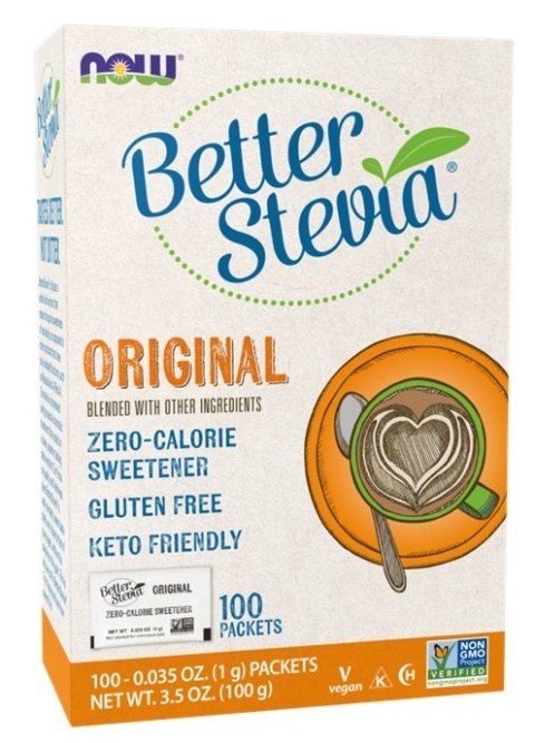 NOW FOODS Better Stevia Packets, Original - 100 saszetek