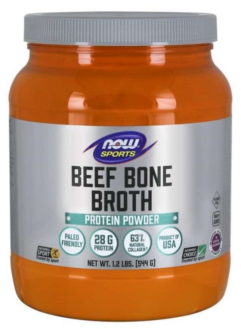 NOW FOODS Bone Broth, Beef Powder, Białko Wołowe - 544g