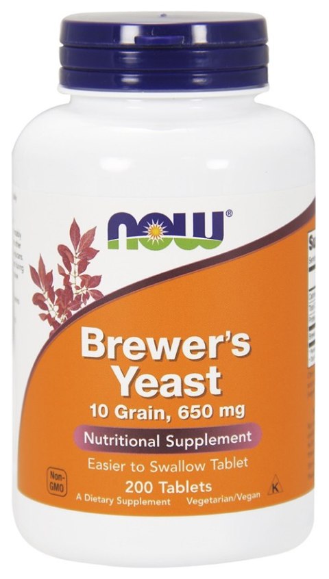 NOW FOODS Brewer's Yeast, Drożdże Piwne, 200 tabletek