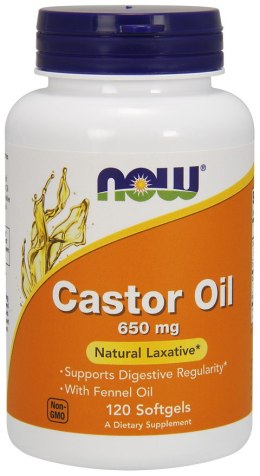 NOW FOODS Castor Oil, Olej Rycynowy, 650mg - 120 softgels