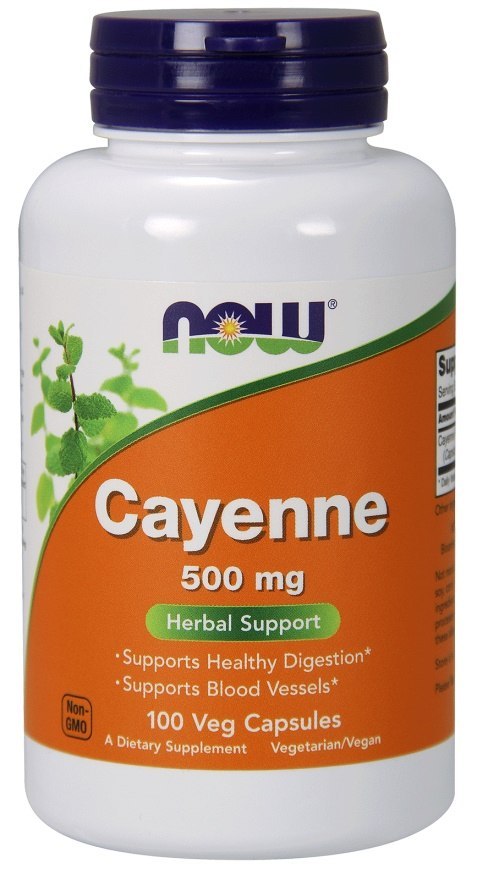 NOW FOODS Cayenne, Pieprz Kajeński, 500mg - 100 vcaps