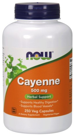 NOW FOODS Cayenne, Pieprz Kajeński, 500mg - 250 vcaps