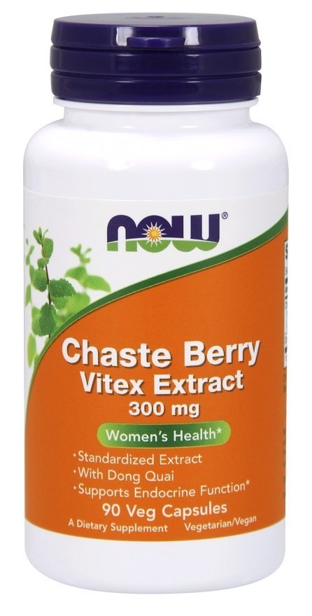 NOW FOODS Chaste Berry Vitex Extract, Niepokalanek 300mg - 90 vcaps