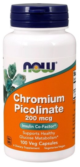 NOW FOODS Chromium Picolinate, Pikolinian Chromu, 200mcg - 100 vcaps