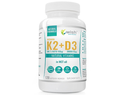 WISH WITAMINA K2 MK-7 100MCG D3 2000IU MCT 120 KAP