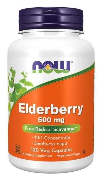 NOW FOODS Czarny Bez, Elderberry, 500mg - 120 vcaps