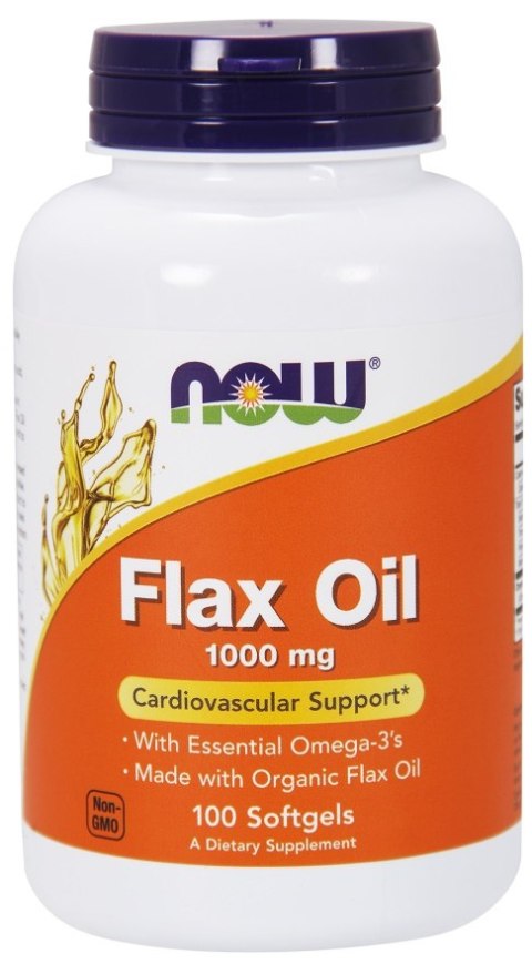 NOW FOODS Flax Oil, Olej Lniany 1000mg - 100 softgels