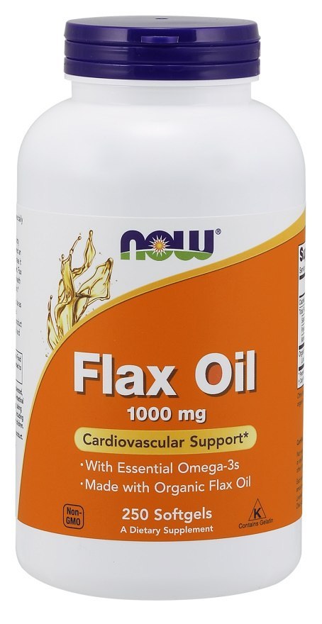 NOW FOODS Flax Oil, Olej Lniany 1000mg - 250 softgels