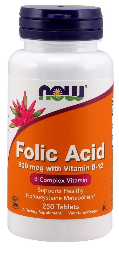 NOW FOODS KWAS FOLIOWY WITAMINA B12 800mcg 250 tabs