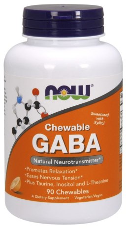 NOW FOODS GABA Chewable with Taurine, Inositol and L-Theanine - 90 chewables