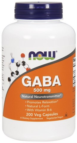 NOW FOODS GABA z witaminą B6, 500mg - 200 vcaps