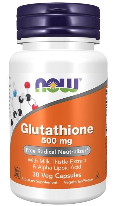 NOW FOODS Glutathione z Ekstraktem z Ostropestu Plamistego i Kwasem Alfa Liponowym, 500mg - 30 vcaps