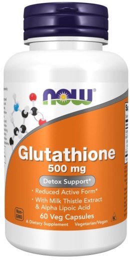 NOW FOODS Glutathione z Ekstraktem z Ostropestu Plamistego i Kwasem Alfa Liponowym, 500mg - 60 vcaps