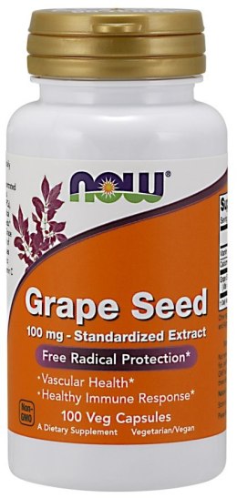 NOW FOODS Grape Seed Standardized Extract, Ekstrakt z Pestek Winogron 100mg - 100 vcaps