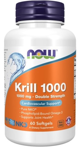 NOW FOODS Krill Oil, olej z kryla 1000mg Podwójna Moc - 60 softgels