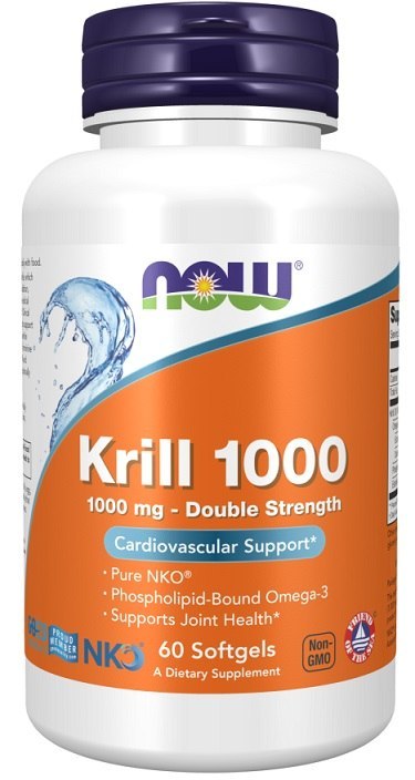 NOW FOODS Krill Oil, olej z kryla 1000mg Podwójna Moc - 60 softgels