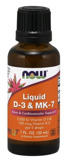 NOW FOODS Liquid D-3 & MK-7 - 30 ml.