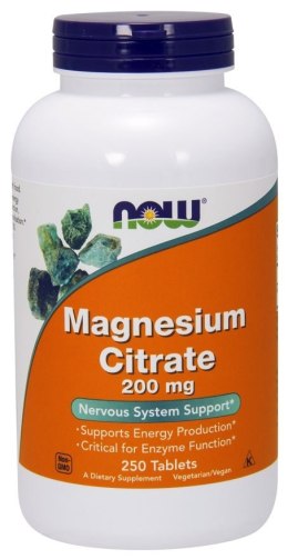 NOW FOODS Cytrynian magnezu 200mg 250 tablets