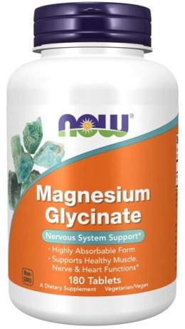 NOW FOODS Glicynian magnezu Układ nerwowy mięśnie - 180 tabs