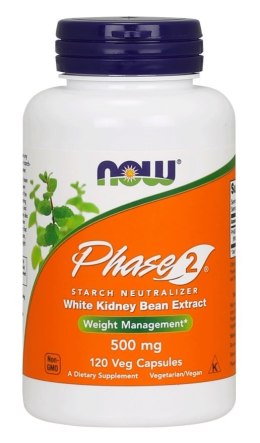 NOW FOODS Phase 2 - White Kidney Bean Extract, 500mg - 120 vcaps